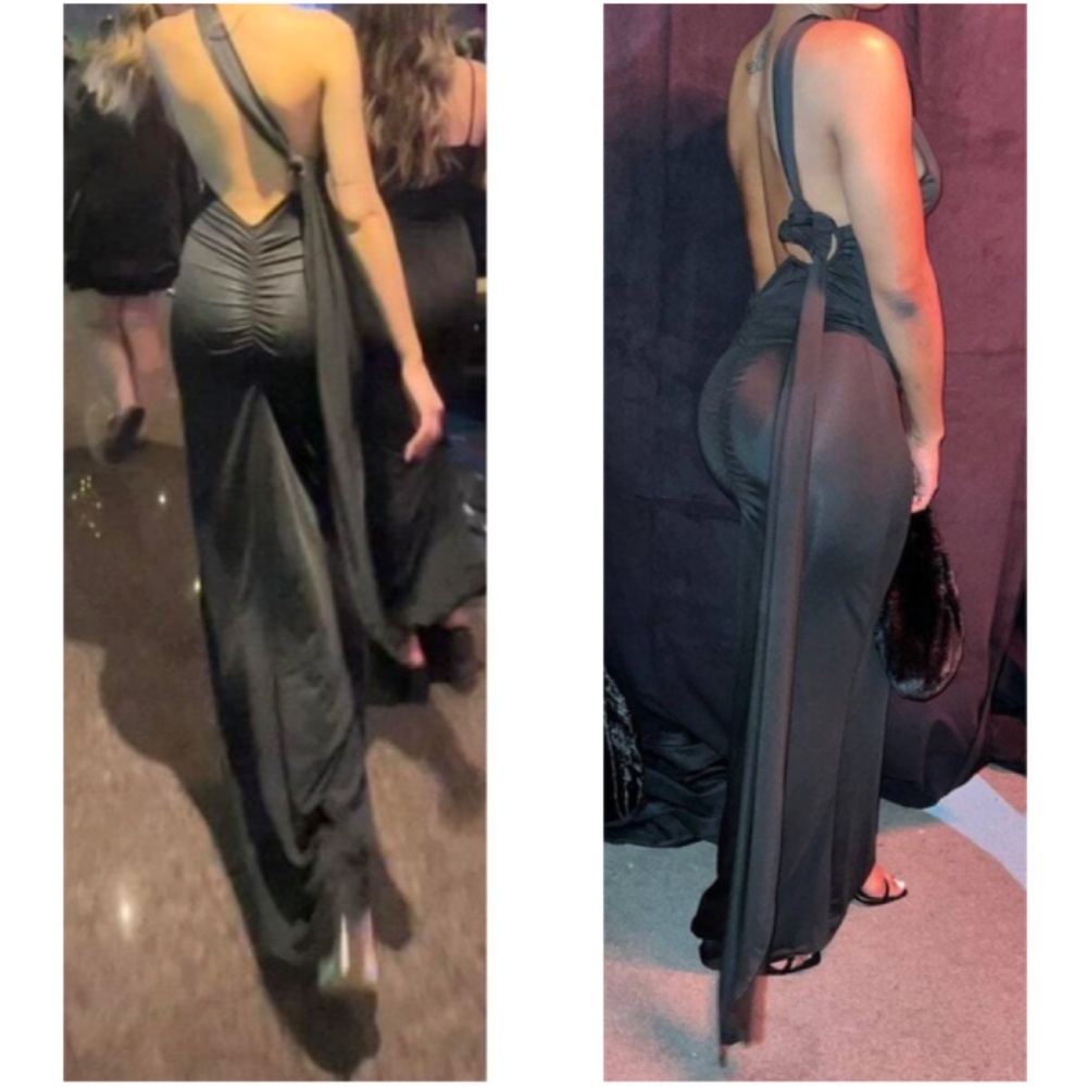 Luxe Backless Asymmetrical Neck Bodycon Party Formal Dress - Picture 5 of 7